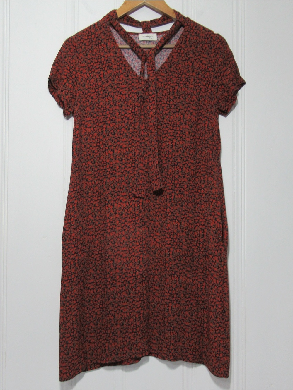 Anthropologie Ottod'Ame Red Floral Neck Tie Mini Dress Size 6